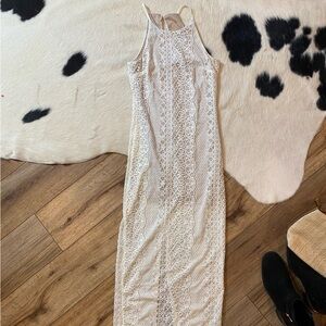 Poetry white lace halter top maxi dress